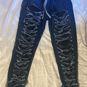 Trendy Distressed Blue Jeggings